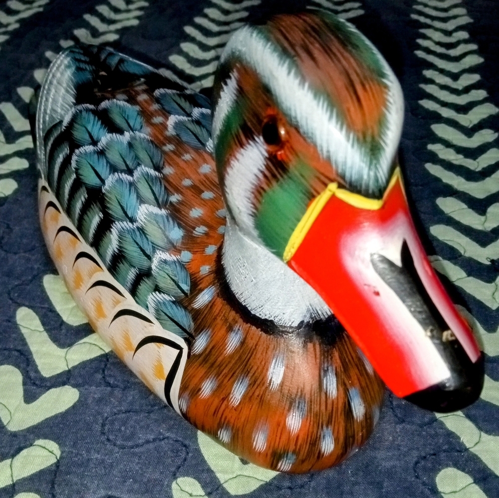 Vintage handmade wooden duck
